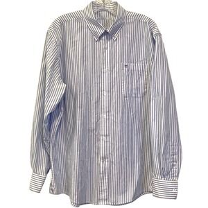 Southern Tide Mens Blue White Striped Long Sleeve Button Down Shirt - Large